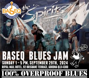 BASEQ Blues Jam flyer - The Spirits Blues Band in full flight