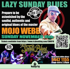 Mojo Webb live at The Woombye Blues Club