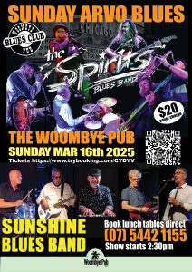 The Spirits Blues band with the Sunshine Blues band have a double act performance Sunday 16th of March 2025